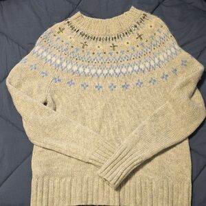 J Crew Jeweled Embellished Fair Isle Crewneck Sweater